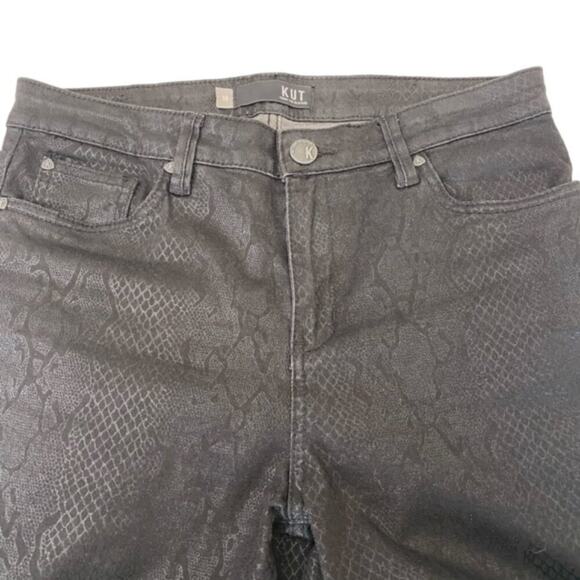 Kut From the Kloth Mia Ankle Toothpick Skinny Black Snakeskin Jeans - Size 10 - Picture 6 of 7